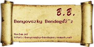 Benyovszky Bendegúz névjegykártya